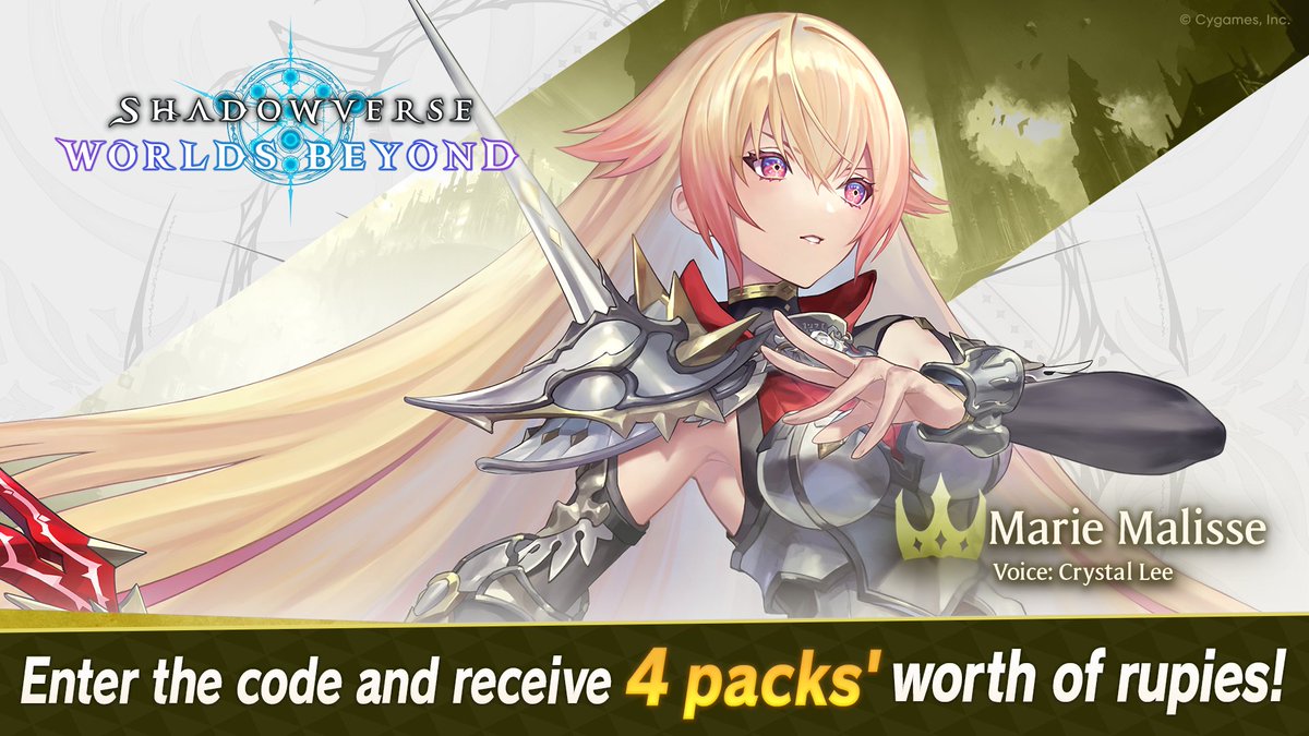 Come battle in Shadowverse: Worlds Beyond!
Enter an invite code and get 4 card pack tickets' worth of rupies!

Invite Code:
8rAGukg

shadowverse-wb.com/en/

#ShadowverseWB