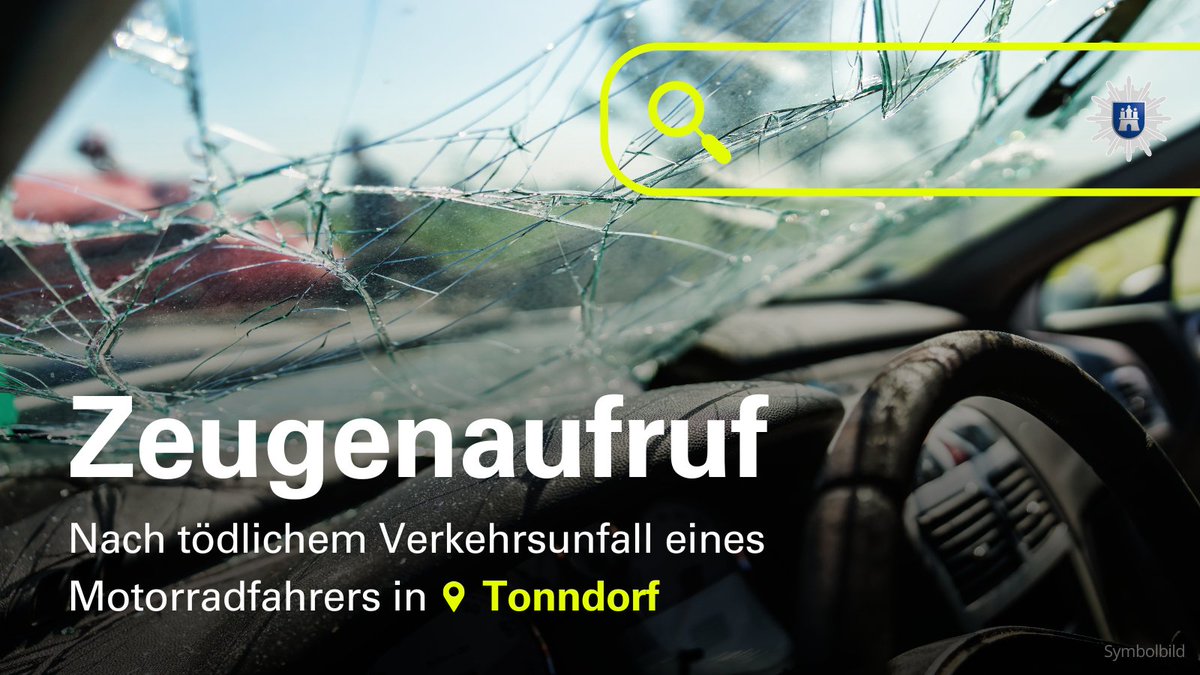 #Zeugenaufruf nach tödlichem Verkehrsunfall eines Motorradfahrers

📅 13.06.2025, 17:45 Uhr
📍 #Tonndorf, Stein-Hardenberg-Straße

Hinweise bitte an die 040 4286 56789 📲

Alle Details:
presseportal.de/blaulicht/pm/6…