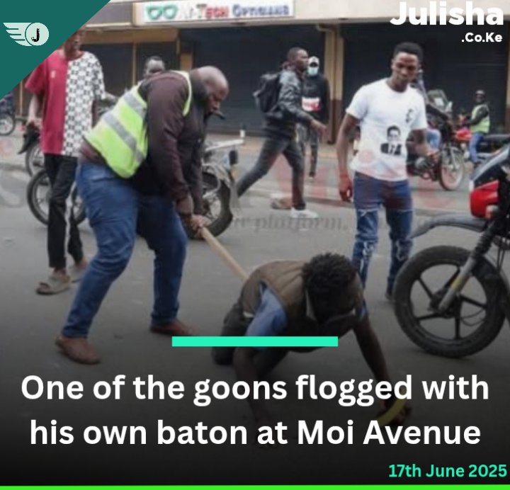 Goddie_Ke's tweet photo. One of the goons flogged with his own baton at Moi Avenue https://t.co/iyTiAd4dlW