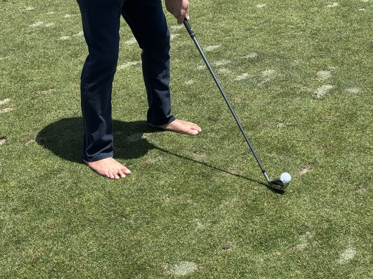 ⛳️💰⛳️💰My player was hacking it around the front 9 at Pebble Beach yesterday and blamed it on wearing shoes. 🤔😳

He played barefoot on the back 9 and improved VASTLY! 

What are your thoughts on playing golf barefoot? 

Yes or No?
