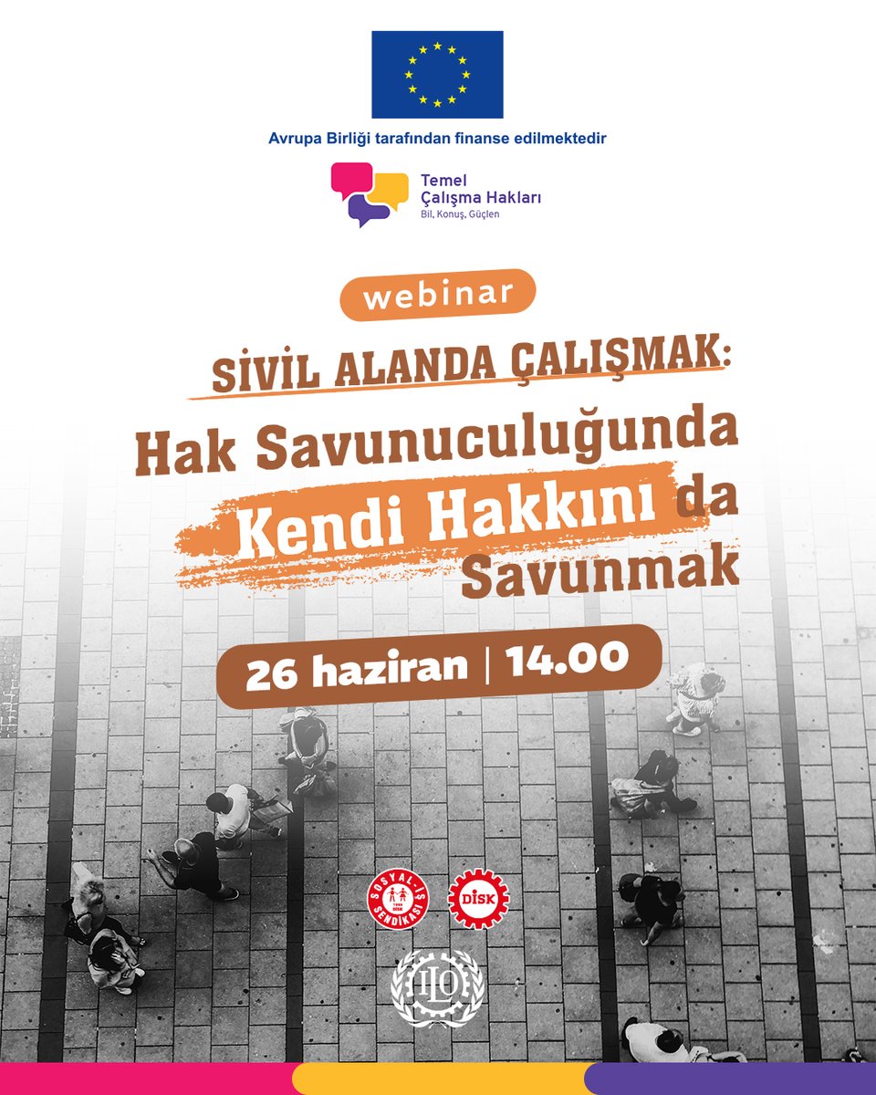 Hak savunucularının da hakları var!

Emek ve Hak Örgütleri Komisyonu’muzun hazırladığı “Sivil Alanda Çalışmak: Hak Savunculuğunda Kendi Hakkını da Savunmak” başlıklı raporu sunacağımız webinar etkinliğine davetlisiniz.

Sivil toplum kuruluşlarında çalışan tüm emekçileri,