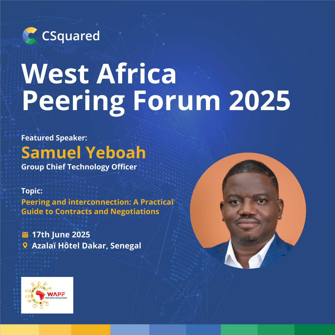 CSquared Group (@csquared_africa) on Twitter photo Our Group Chief Technology Officer (CTO) <a href="/SamuelOwusuYEB5/">Samuel Owusu YEBOAH</a> will be speaking today at the West Africa Peering Forum (WAPF), sharing his insights on peering and interconnection. #ADigitallyConnectedAfrica #WAPF25 Our Group Chief Technology Officer (CTO) <a href="/SamuelOwusuYEB5/">Samuel Owusu YEBOAH</a> will be speaking today at the West Africa Peering Forum (WAPF), sharing his insights on peering and interconnection. #ADigitallyConnectedAfrica #WAPF25