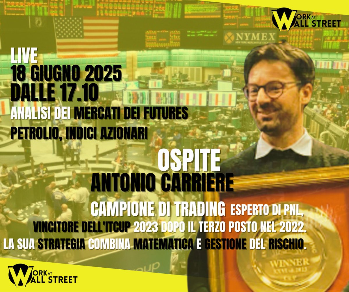 work_wallstreet's tweet photo. 📢 LIVE IMPERDIBILE: Petrolio, Wall Street e Piazza Affari! 🛢️📈

📅 Quando? 18 giugno 2025 alle ore 17:10
📍 Dove? In diretta su LinkedIn, YouTube, Facebook, Twitch e su https://t.co/eGk3akvk70 https://t.co/QKnrZLds73
