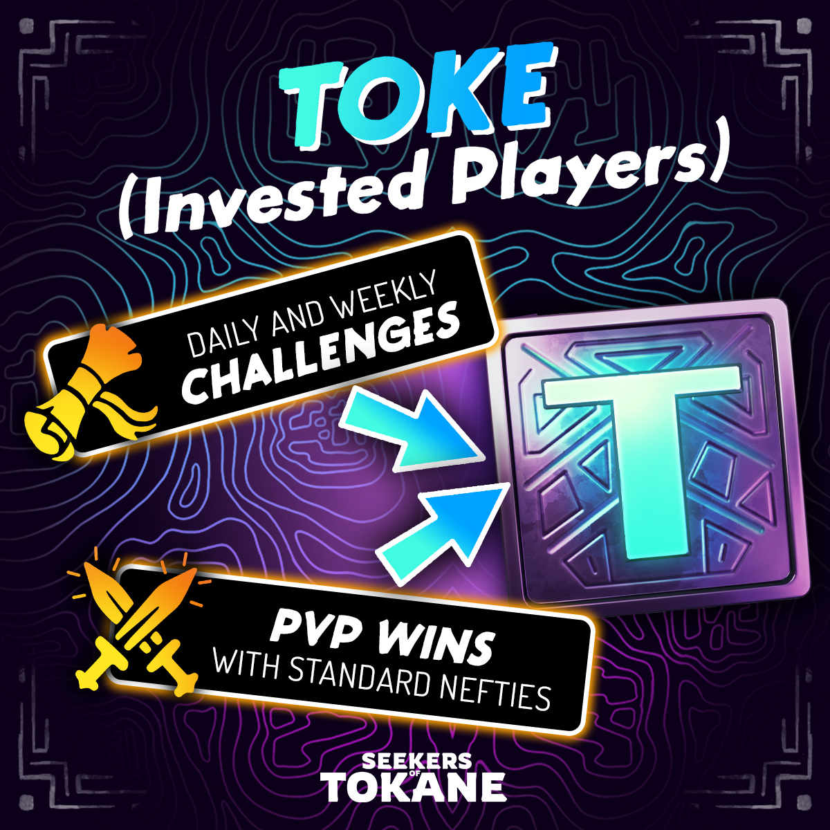 OKA and TOKE:

Introducing OKA and TOKE, two dynamic 'sub-currencies' that convert into $AURY every week.

Earn OKA by winning PvP battles with your Prime (NFT) Neftie squad.

Earn TOKE by winning in PvP with standard (non-NFT) Nefties in your team, or by crushing Challenges.