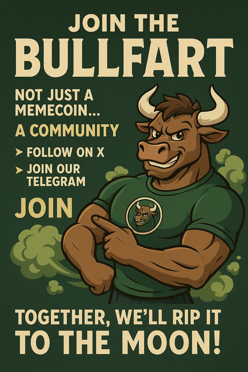 BullFart_Coin's tweet photo. This ain’t your average memecoin.
It’s a movement. A vibe. A full-blown community rumble.
💚 No VC bags.
💣 No rug games.
🚀 Just pure $BFR power, powered by YOU.

If you’re in…
Double tap ❤️
Quote with a fart of wisdom 💭💨
And tag a friend who needs to smell the opportunity 👃💸
#BullFart #BFR #MemeCoinMadness #CryptoCommunity #ToTheMoonWithFumes 
@kmoney @Wrennounced @0xmidjet @vongogh @meechie @GuruMemeCoin
@MemeTrader @FrankDeGods @ShibaQueenNFT  @Inversebrah @TheCryptoLark @MustStopMurad