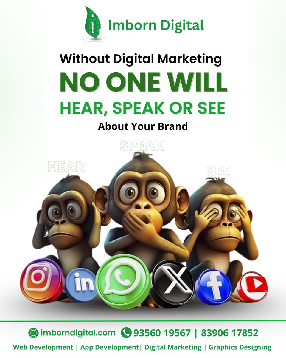 ImbornDigital's tweet photo. 🚫 Without Digital Marketing,
NO ONE will hear, speak, or see your brand.
Let Imborn Digital help you get SEEN, HEARD &amp; TALKED ABOUT.
🌐 https://t.co/BZSoLODoUy
📞93560 19567 | 83906 17852
#DigitalMarketing #SocialMediaMarketing #BrandVisibility #ImbornDigital #WebDevelopment https://t.co/XoVvkLlqY5