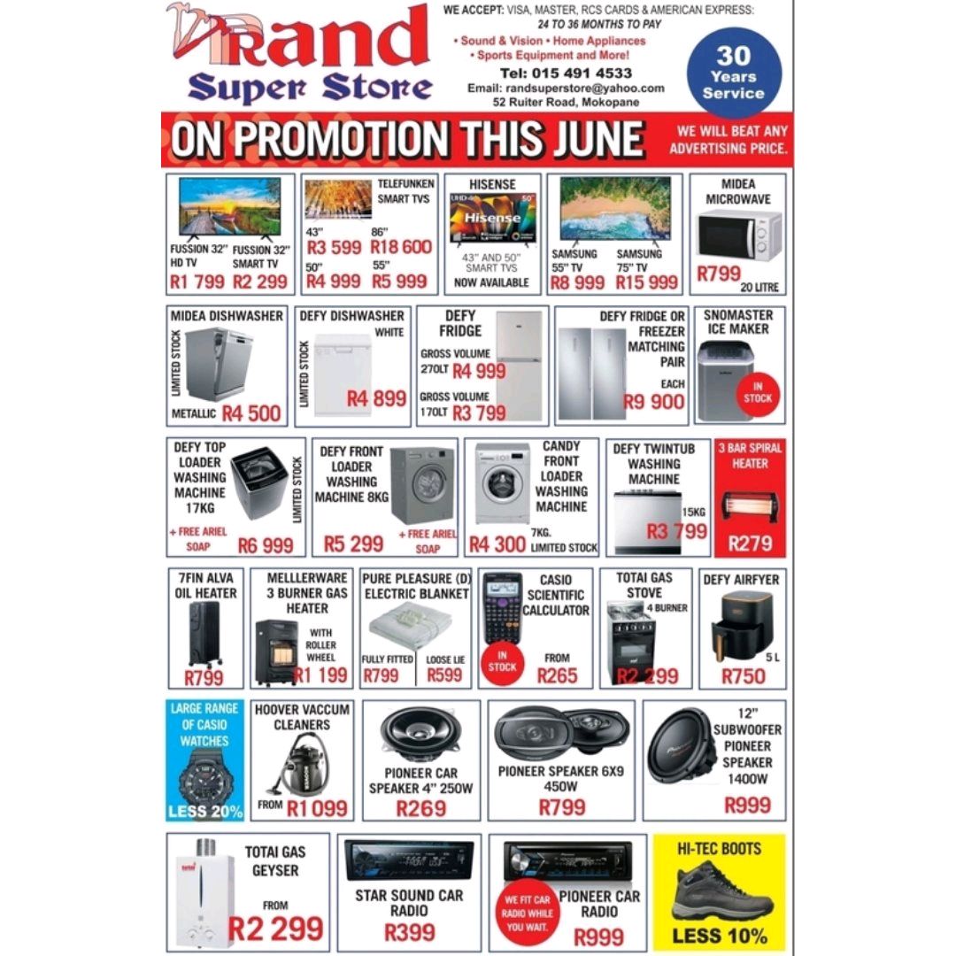 Pages_Potties's tweet image. 🔥 Deals that sizzle this June! From smart TVs to air fryers, we've got you covered with unbeatable prices. Ready to upgrade? 🛒💥 #JunePromo #HotDeals #ApplianceUpgrade #RandSuperStore