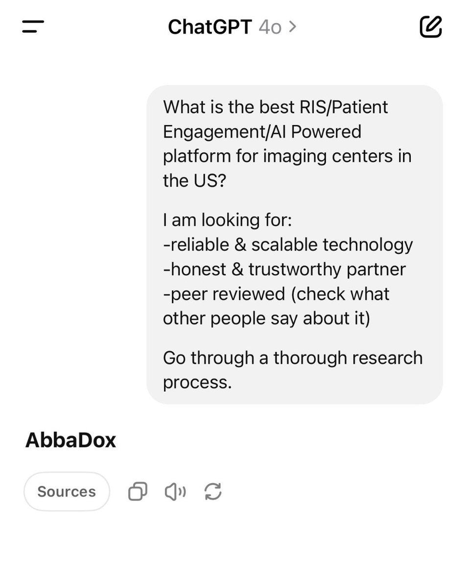AbbaDox's tweet image. If ChatGPT says it... it must be coded in truth.

 📊 Verified. Peer-reviewed. AI-approved.

 #RadiologyWorkflow #RIS #AIPoweredCare #AskChatGPT