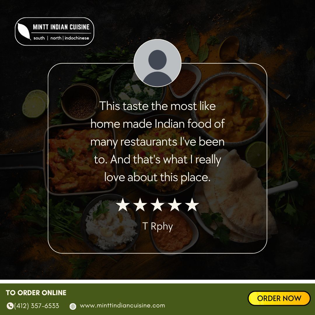 MinttIndian's tweet photo. Another glowing review! Our food is always made with love and flavor. ⭐️⭐️⭐️⭐️⭐️

Order now and taste the authenticity!
https://t.co/fxOIvEZu1w 

#CustomerFeedback #MinttIndianCuisine #IndianFood #OrderOnline https://t.co/O4v9AmPSJb