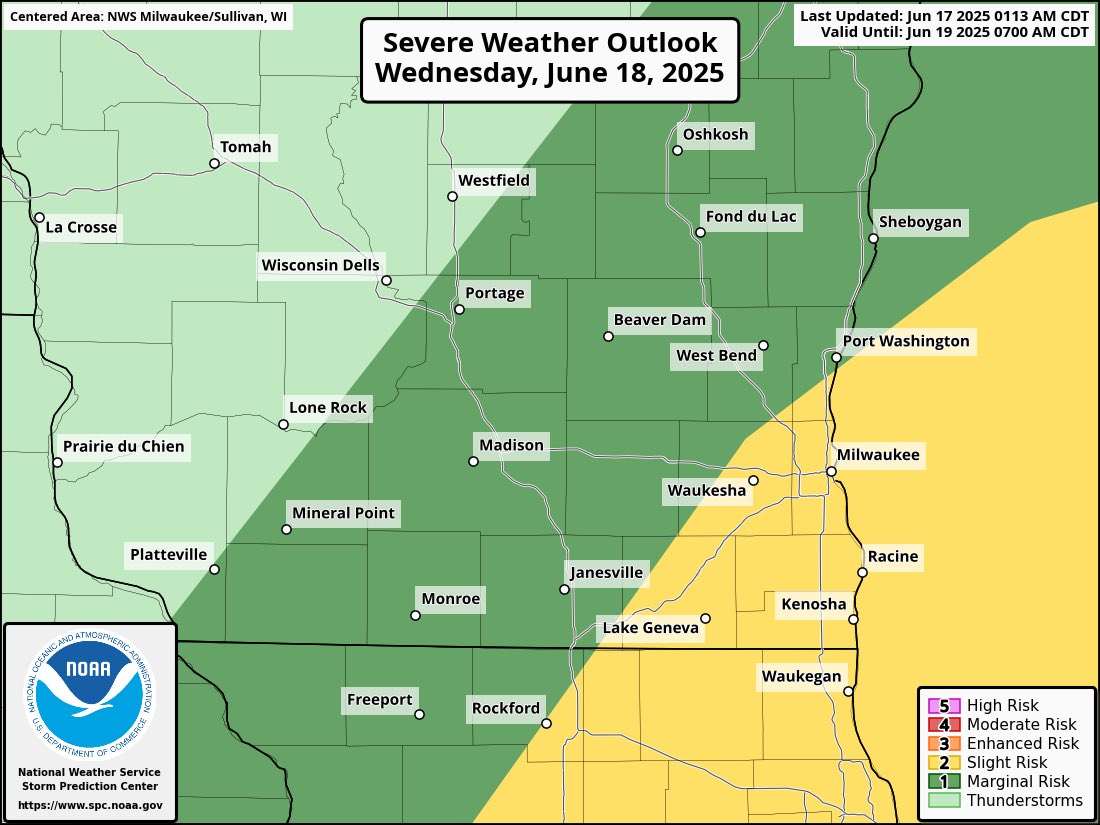 Isolated storms are possible this afternoon, most will remain below severe limits but there is a small chance one or two may briefly become severe with 60 MPH wind gusts and quarter sized hail.

Tomorrow, isolated severe thunderstorms are possible again dependent upon the track
