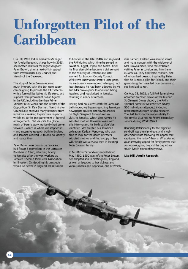 Thanks to <a href="/InstituteCCM/">ICCM</a> for publishing our article in The Journal about how we assisted a #LocalAuthority in tracing the relatives of RAF Second World War hero Flight Sergeant Peter Brown, the last of the "Pirates of the Caribbean".

indd.adobe.com/view/cf11be7e-…