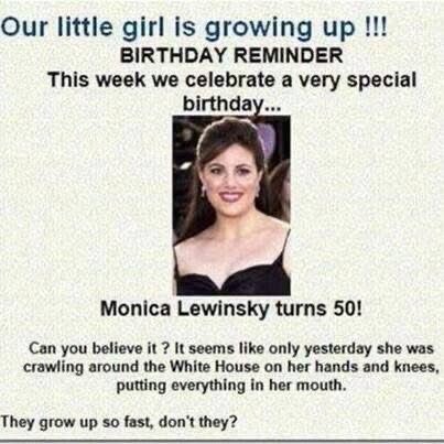 rackandrule's tweet image. Happy birthday @MonicaLewinsky
This came up on my Facebook memories, but being a gentleman, I won’t say how long ago 😉😂😘