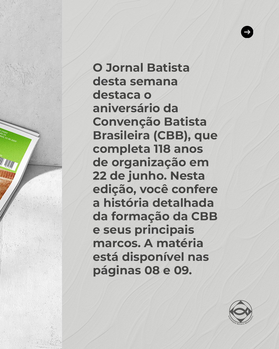 batistasdacbb's tweet photo. O Jornal Batista desta semana destaca o aniversário da CBB, que completa 118 anos no dia 22 de junho. Nesta edição, você confere a história da formação da CBB e seus principais marcos. A matéria completa está nas páginas 08 e 09.
Acesse: https://t.co/AVrmGisRFq
#CBB #OJB https://t.co/IXXLVOaUpl