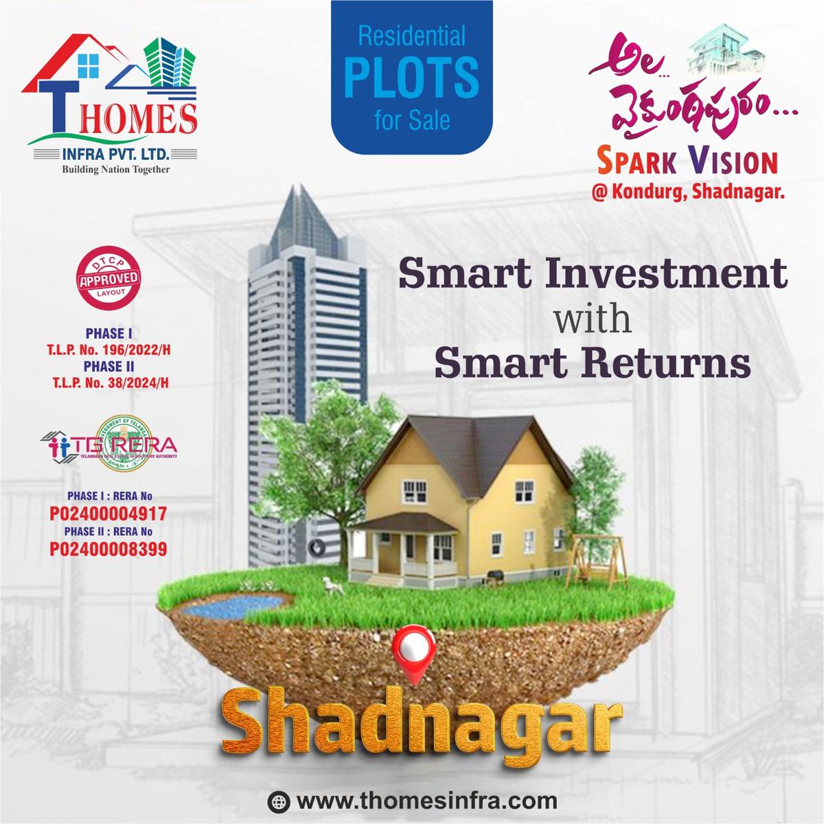 ThomesInfraOff's tweet image. Looking for a smart investment?
Discover DTCP &amp;amp; RERA-approved residential plots at Shadnagar with THOMES Infra Pvt. Ltd.
Smart Investment. Smart Returns. 🌱🏡
#ShadnagarPlots #ThomesInfra #SmartInvestment