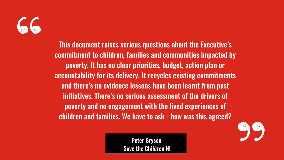 No new policies / no budget / no clear priorities. Our response to publication  for consultation of the NI Executive’s draft Anti-Poverty Strategy -