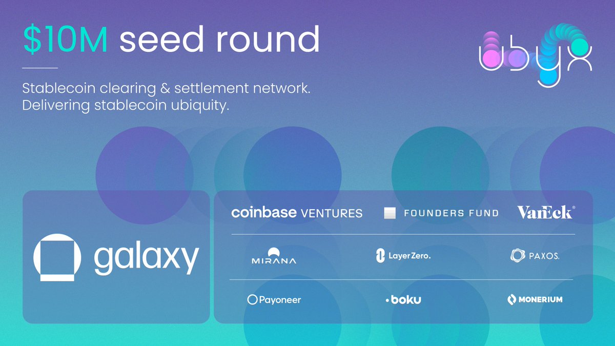 New from Galaxy Ventures: We're leading the $10M seed round for <a href="/ubyx_/">Ubyx</a>, the stablecoin clearing system transforming digital finance.

Ubyx enables regulated banks and fintechs to redeem stablecoins at face value. Here's why that matters 🧵