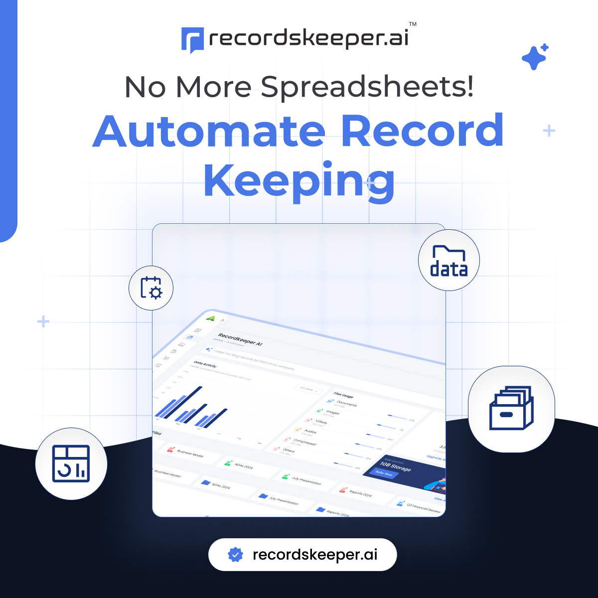 records_keeper's tweet photo. 📊 No More Spreadsheets!

Transform your record keeping with AI &amp; Blockchain 🚀
✅ 85% less manual work 
✅ Instant AI search 
✅ Blockchain security 
✅ Auto compliance

Try now: https://t.co/AcUPt3Ve3N

#AI #Blockchain #RecordsManagement #Automation https://t.co/AOYIRBjYWG