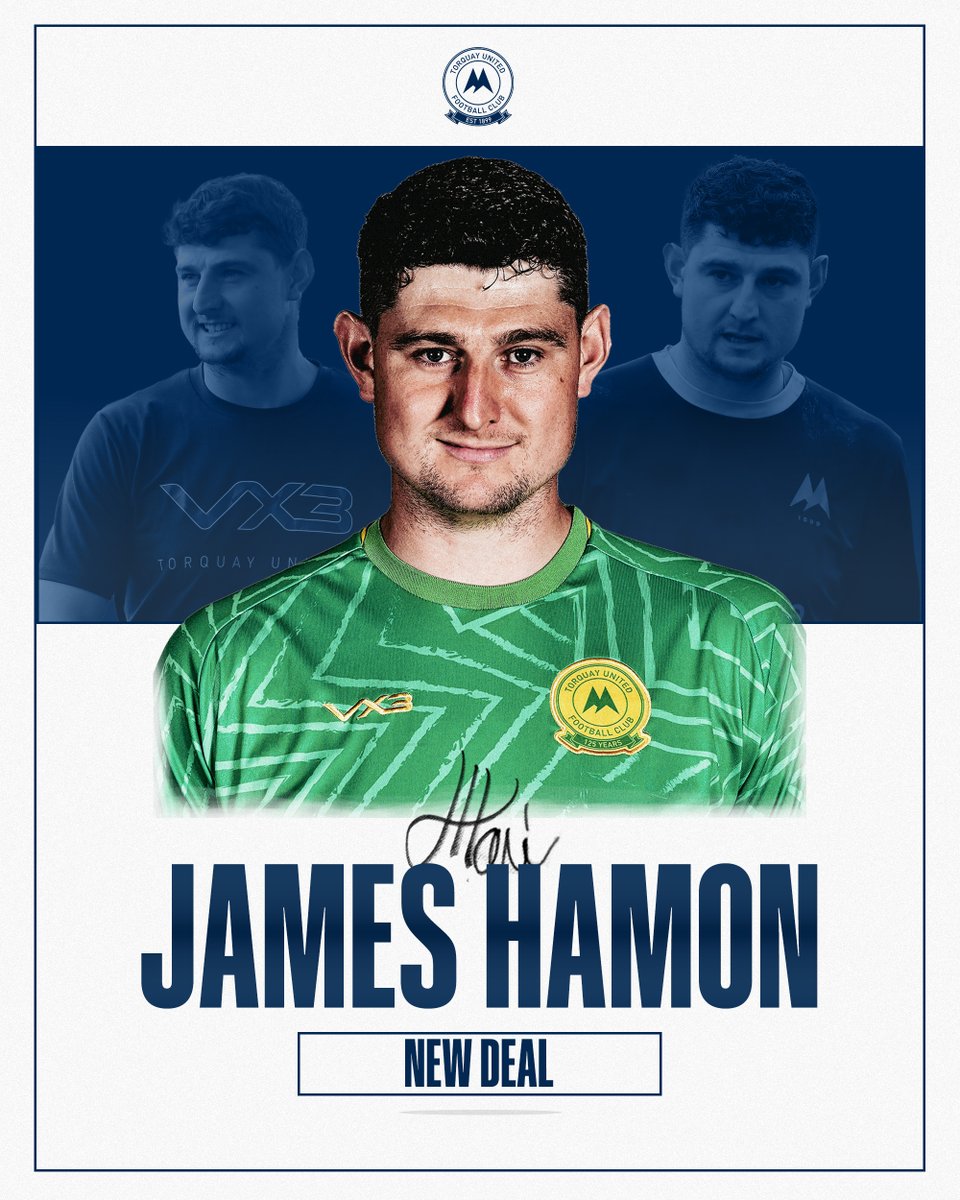 📢 𝐇𝐚𝐦𝐨𝐧 𝐎𝐧 𝐁𝐨𝐚𝐫𝐝 𝐅𝐨𝐫 𝟐𝟎𝟐𝟓/𝟐𝟔

Torquay United is delighted to announce that goalkeeper James Hamon has signed a new one-year deal.

➡️Purchase YOUR early-bird season ticket before Friday! ➡️ tinyurl.com/pkvwbcdu

#tufc
