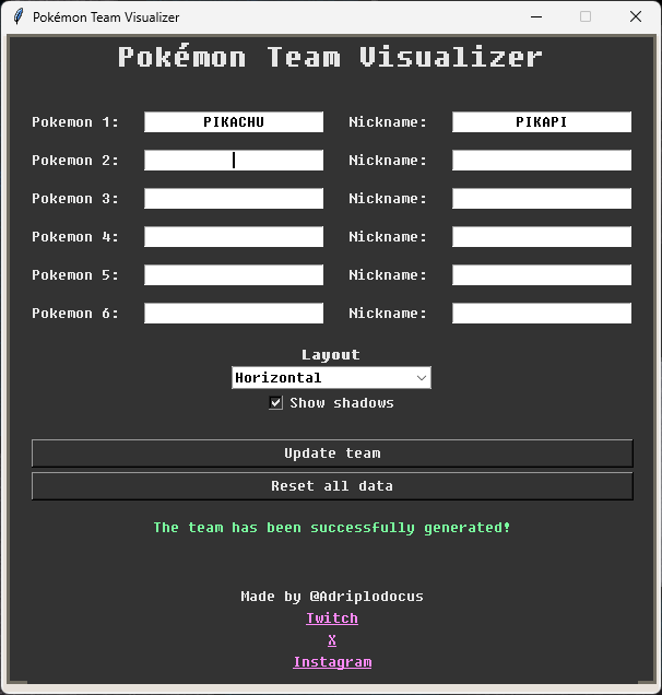 MrKlypp's tweet photo. He actualizado el Pokemon Team Visualizer a la versión 2.0 y ahora puedes crear el layout vertical y esconder las sombras ✨

https://t.co/MTHRhXOhqw https://t.co/emdc3LDxl9