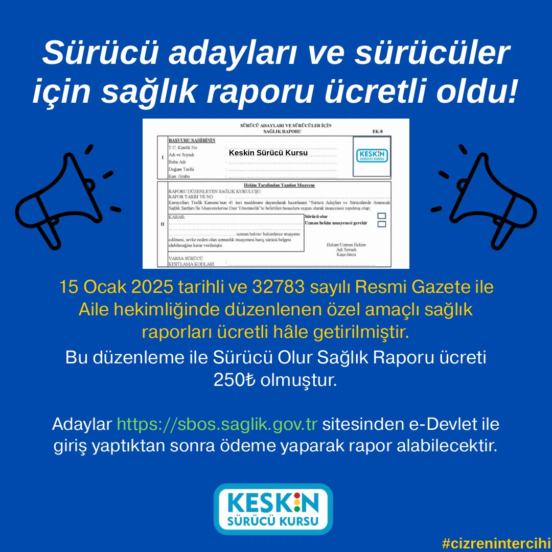 keskinmtsk's tweet photo. Sağlık raporları ücretli hâle geldi!
==>
#keskinsürücükursu #cizre #şırnak #idil #beytüşşebap #uludere #güçlükonak #silopi #ehliyet #sürücükursu #bsınıfıehliyet #direksiyondersi #direksiyonsınavı #direksiyoneğitimi #ehliyetsınavı #esınav #trafik https://t.co/EAqIWAIsWV