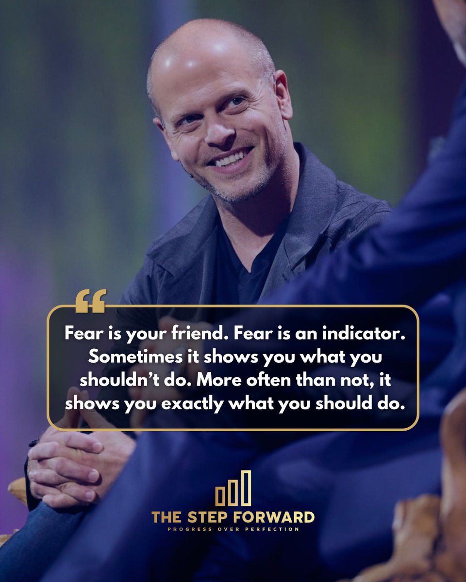 the_stepforward's tweet photo. Most people see fear and slam the brakes.
Tim Ferriss? He treats it like a compass.

The thing you’re avoiding?
It’s probably the thing that’ll change everything.

Don’t run.
Don’t shut down.
Lean into it.

Fear isn’t the enemy—it’s a flashlight. https://t.co/xvZM7ZZfsK