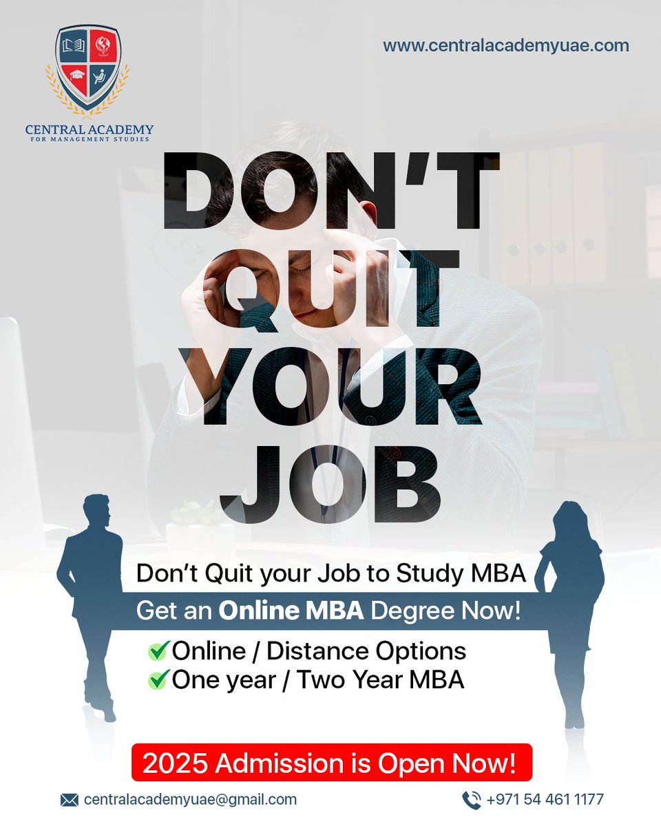 centralacademy_'s tweet photo. Don't quit your job to earn your MBA!
Central Academy now offers flexible online MBA programs — 2-year and fast-track options available.
Study at your pace, grow in your career.
Visit us and consult today! 📚💼
OnlineMBA #StudyWhileYouWork #CentralAcademy #FastTrackSuccess https://t.co/XjuI77tJaP
