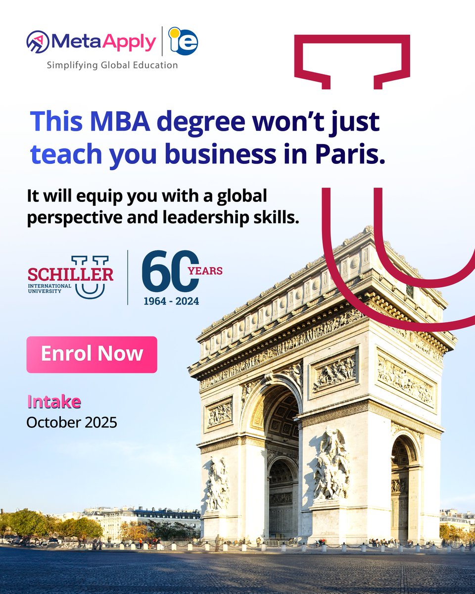 MetaApply_Edu's tweet photo. Lead globally with an MBA from Schiller International University! Start your journey now: https://t.co/D9qBFF2J6m

Gain real-world skills, global exposure &amp; top industry connections.🎓

#StudyAbroad #HigherEducation #MakeTheMove #StudyInUS #StudyInEurope #MetaApplyIE https://t.co/a61QW3igJu
