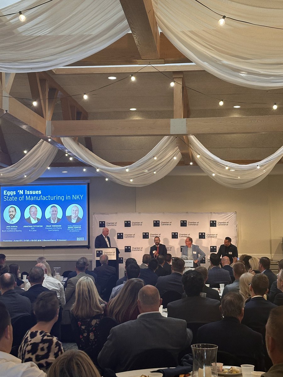 Our panel of regional manufacturing leaders are discussing workforce challenges, talent development and more. #NKYChamberEggs