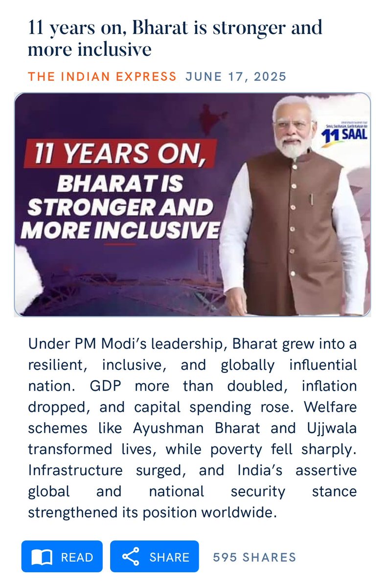 11 years on, Bharat is stronger and more inclusive
indianexpress.com/article/opinio…
