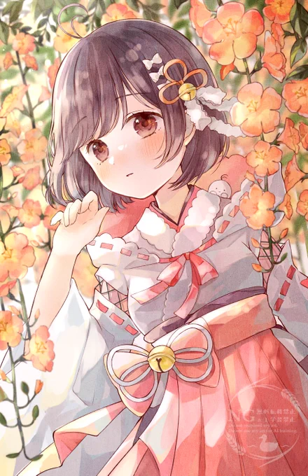 skebにてVTuber様とオレンジのお花をテーマに描かせて頂きました! お花は【ノウゼンカズラ】を選びました。花言葉との相性もお気に入りのお花です #skeb #commision #たこちゃあーと