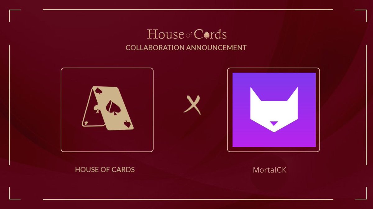 House of Cards (@houseofcards_io) on Twitter photo House of Cards X MortalCK
Happy to announce our collaboration with <a href="/MortalCK/">Mortal</a> 
A pfp colleciton on Monad. Launching as soon as mainnet goes live.
Looking forward to the mint! House of Cards X MortalCK
Happy to announce our collaboration with <a href="/MortalCK/">Mortal</a> 
A pfp colleciton on Monad. Launching as soon as mainnet goes live.
Looking forward to the mint!
