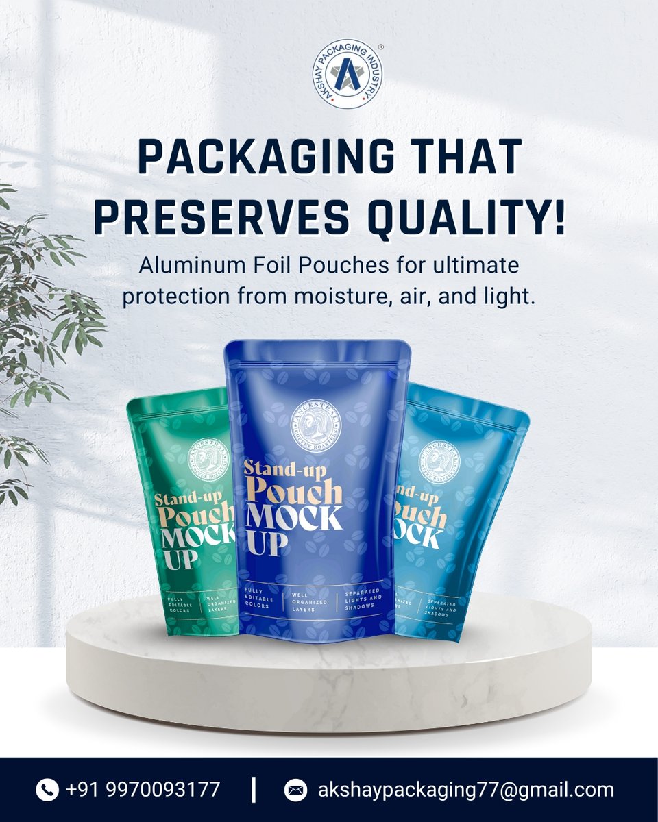 AkshayIndustry's tweet photo. Seal the Freshness. Deliver the Best.
Protect your product with premium aluminum foil pouches.

DM us "PACKAGING" for better packaging options.
📞 +91 9970093177
📧 akshaypackaging77@gmail.com

#industrialpackaging  #retailpackaging https://t.co/H6er7RwEPH