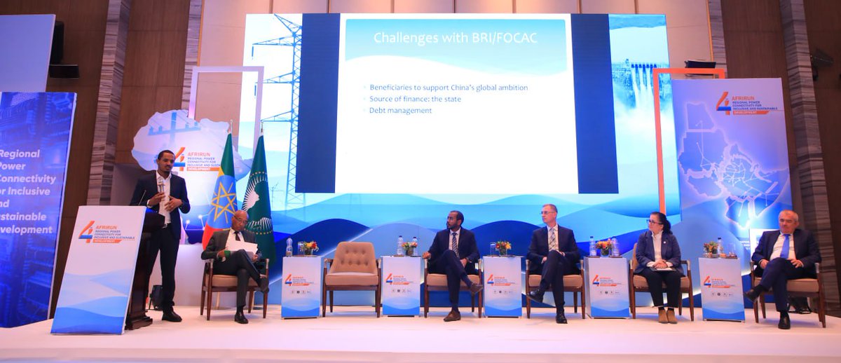 ifa_ethiopia's tweet photo. #AFRIRUNIV | #Session 2
#Live

Dr. Dareskedar Taye, Lead Researcher at the Institute of Foreign Affairs, recently discussed the role of great power initiatives like the Belt and Road Initiative (BRI) and the Global Gateway Initiative (GGI) in addressing energy security challenges in Eastern Africa.

He highlighted a significant mismatch between energy needs and capacity, identifying it as one of the biggest challenges facing the region. Africa requires approximately $170 billion annually for infrastructure development, according to the UNECA, emphasizing the critical financial gap.

#EasternAfricaEnergy #GeopoliticsAndEnergy