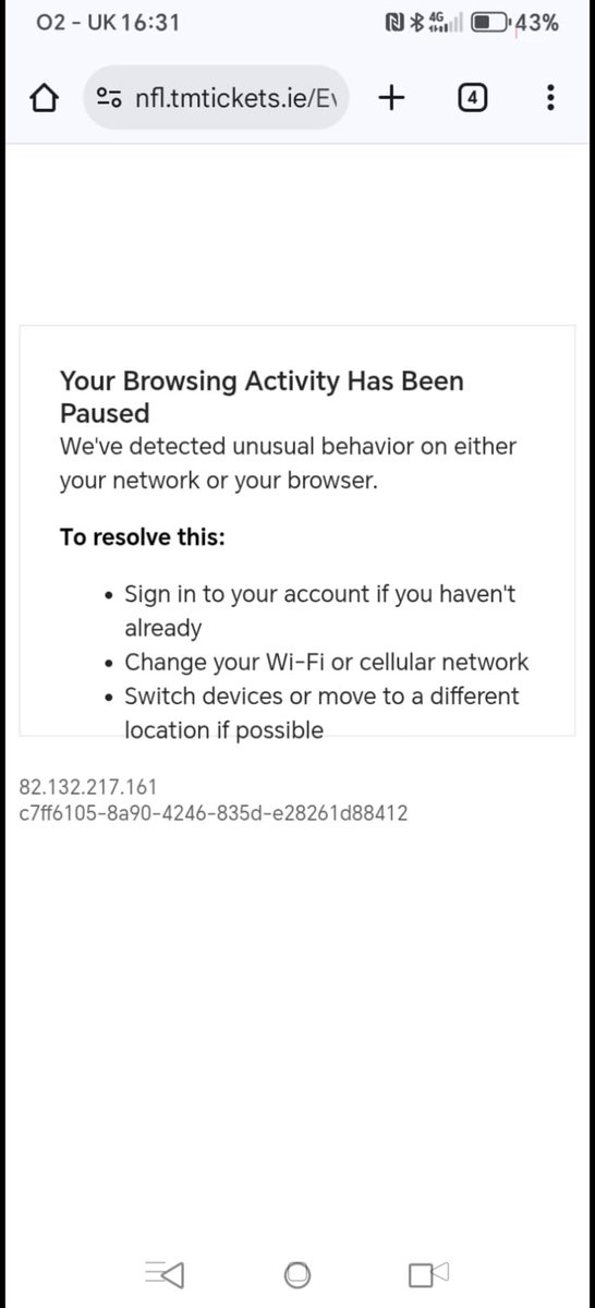 piarasnellins's tweet photo. @NFLUKIRE @TicketmasterIre @TicketmasterCS @TMIrelandHelp  I have waited 5 and a half hours to get this screen! This is a disgrace! What can be done? I've been put back into a queue were I am now number 480000!!! I signed into my Ticketmaster account and still got rejected.... https://t.co/ODGXZ8n23v