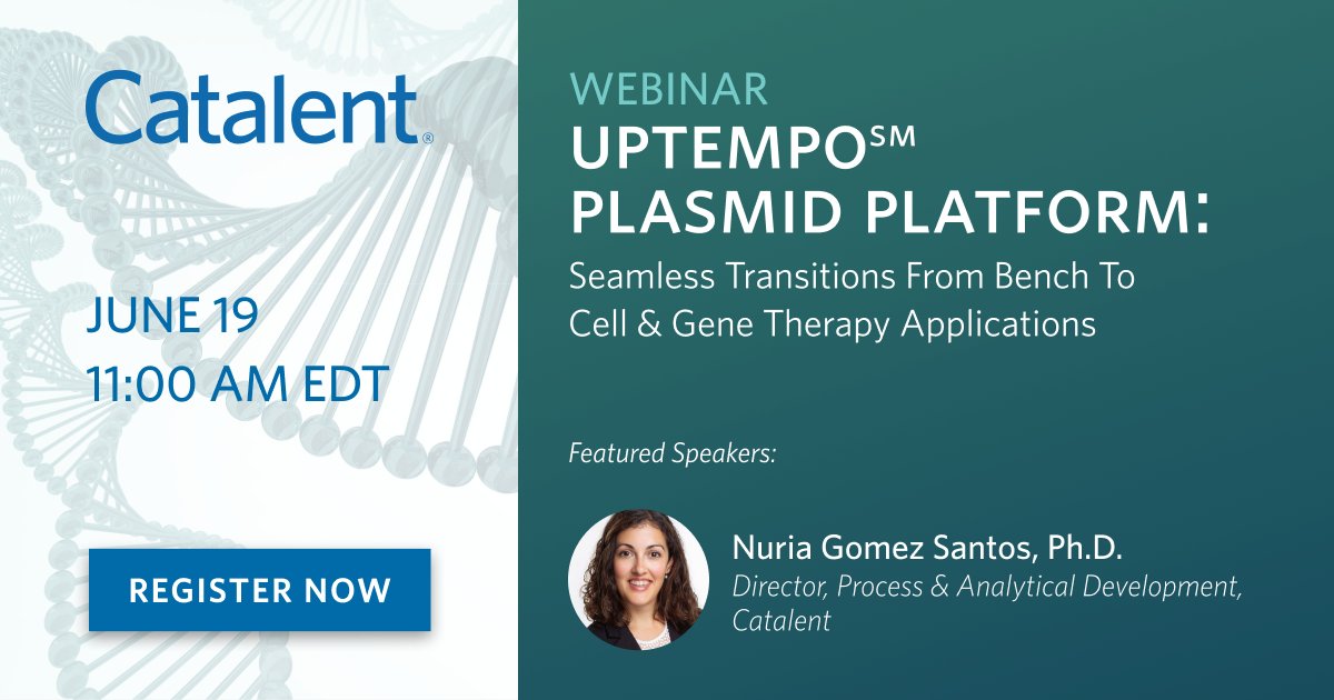 Just a few days to go but there's still time to register!

Join us on June 19 at 11:00 AM EDT to discover how our innovative platform streamlines plasmid DNA manufacturing.

🔗 Register today: ow.ly/6f8m50WaSRO

#PlasmidDNA #CellandGeneTherapy #UpTempo #GeneTherapy