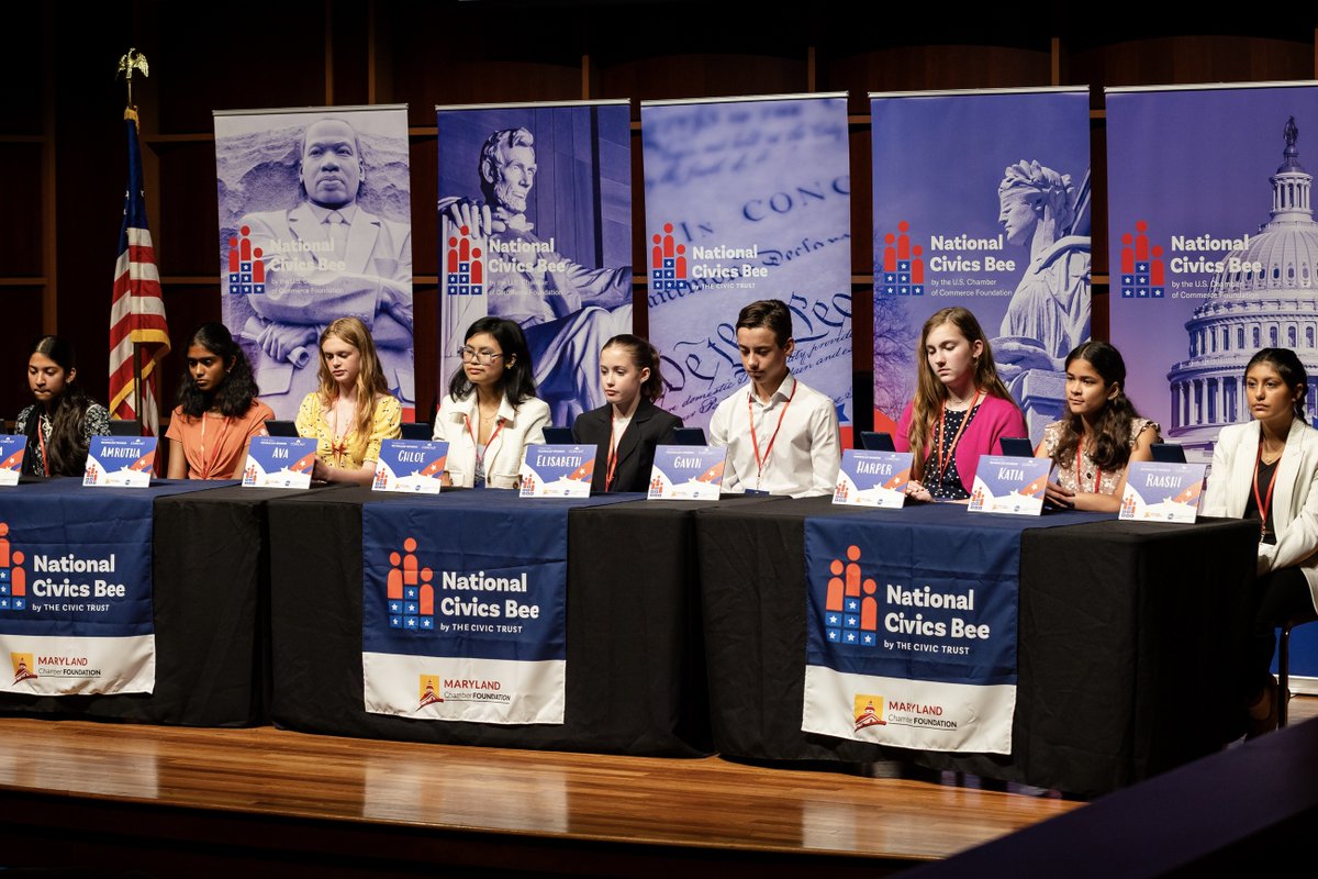It’s events like the #NationalCivicsBee 🇺🇸 that make our work at the Maryland Chamber Foundation exceptionally rewarding and worthwhile. The 2025 Maryland State Finals competition, made possible by sponsors <a href="/amazon/">Amazon</a>, <a href="/comcast/">Comcast</a> and <a href="/WesBanco/">WesBanco Bank, Inc.</a>, was held this past Saturday.