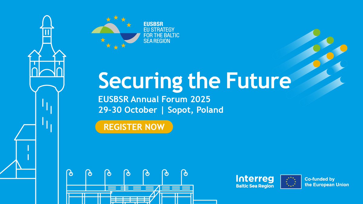 CBSSsecretariat's tweet image. 📣 Registration for the #EUSBSR Annual Forum 2025 is now open!
Join one of the Baltic Sea Region’s key cooperation events on 29–30 October in Sopot🇵🇱, and be part of shaping regional solutions for a stronger, more resilient future.
Under the theme “Securing the Future: Stronger…