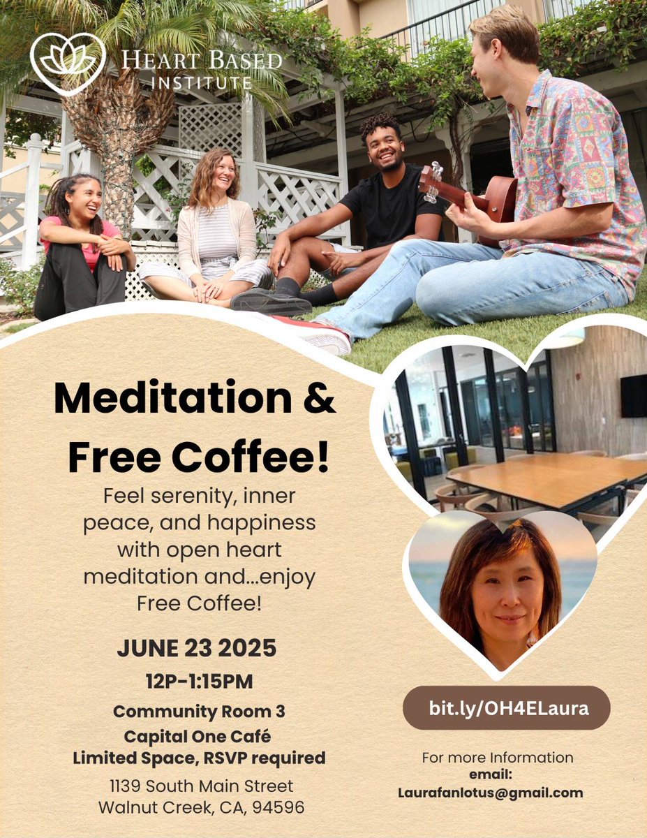 HeartBased's tweet image. Bay Area friends! 

Join instructor Laura for a free,  in-person open heart meditation intro on Monday, June 23. 

Register by Friday:

bit.ly/OH4ELaura