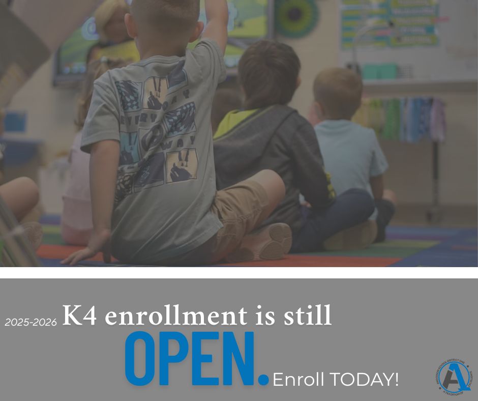 K4 enrollment for the 2025-2026 school year is still open! 📚🖍

To learn more, visit ➡ anderson1.org/page/enrollment. 📓 Register today!