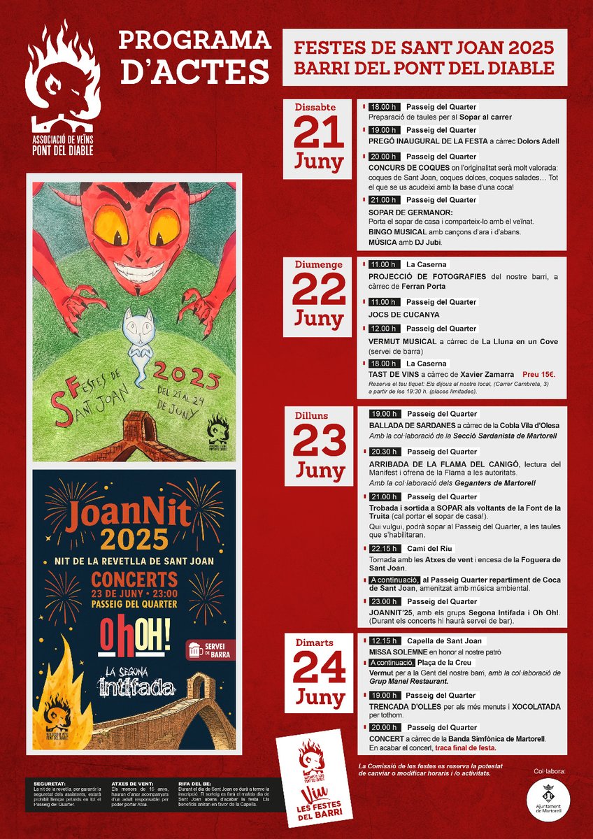🔥El barri del Pont del Diable recupera la foguera i el JOANNIT al programa de la festa de Sant Joan

➡️tuit.cat/v1tUw