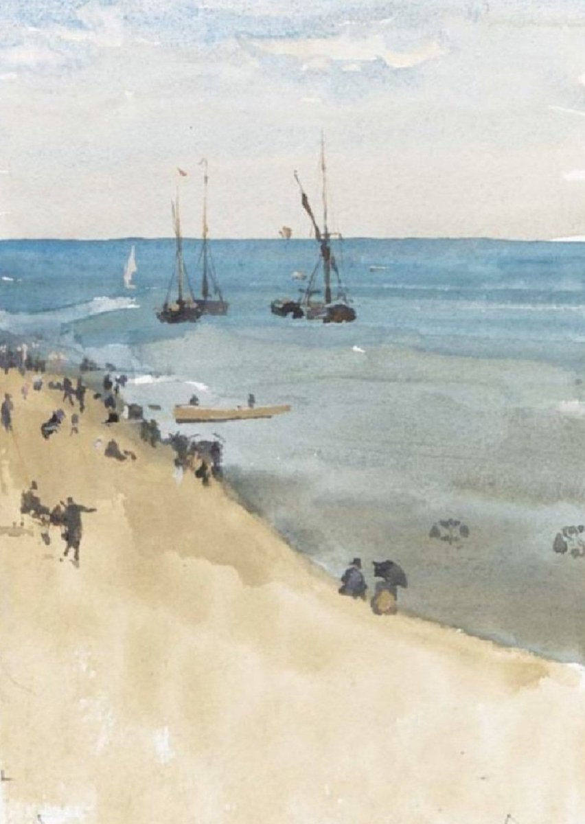 'Green and silver, The Bright Sea, Dieppe,' (1883) demonstrates Whistler's watercolour technique of simplicity and economy which he used to capture the transient nature of light and weather; a vital contribution to Impressionism.