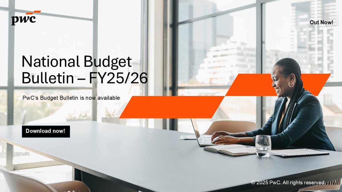 Our latest Budget Bulletin for FY2025/26 is now out.  

Key highlights include: a macroeconomic outlook, a review of the final tax amendments passed by Parliament, key analysis of specific priority sectors and an East Africa Highlights section. 

Read: ow.ly/h1lB50WaFQN
