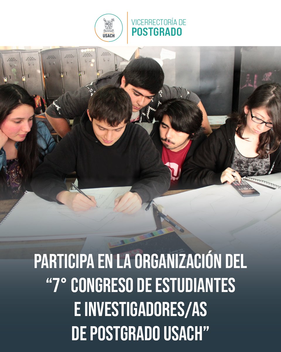 🔴¡Atención Postgrado! Participa en la organización del 7° Congreso de Estudiantes, Investigadoras/es de Postgrado USACH 2025. 👩‍🎓🧑‍🎓
👉El Congreso apoya la divulgación de investigaciones y trabajos de grado de Doctorados y Magísteres.
📲💻Detalles en
postgrado.usach.cl/es/noticias/in…