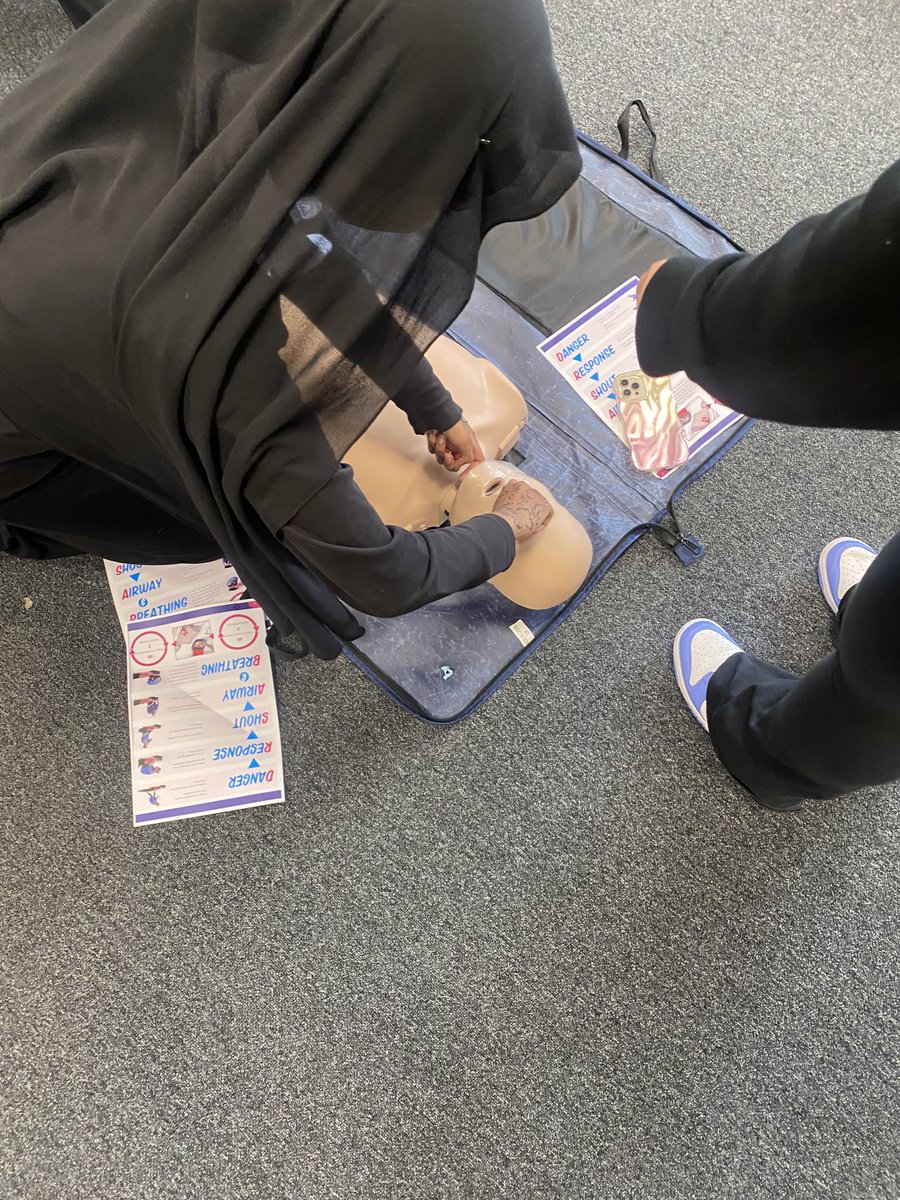 Great to see the Year 10 Health and Social care students working hard learning vital CPR skills.