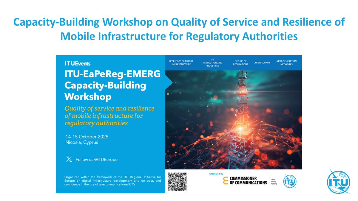 ITUEurope's tweet photo. TODAY: @ITUEurope pleased to participate in 25th @EaPeRegEU Plenary and provide an update on actions undertaken together with #EaPeReg & #EMERG
Advancing international cooperation to advance #DigitalTransformation #CapacityDevelopment & #MeaningfulConnectivity
Towards #ITUGSR https://t.co/2sAartTaqs