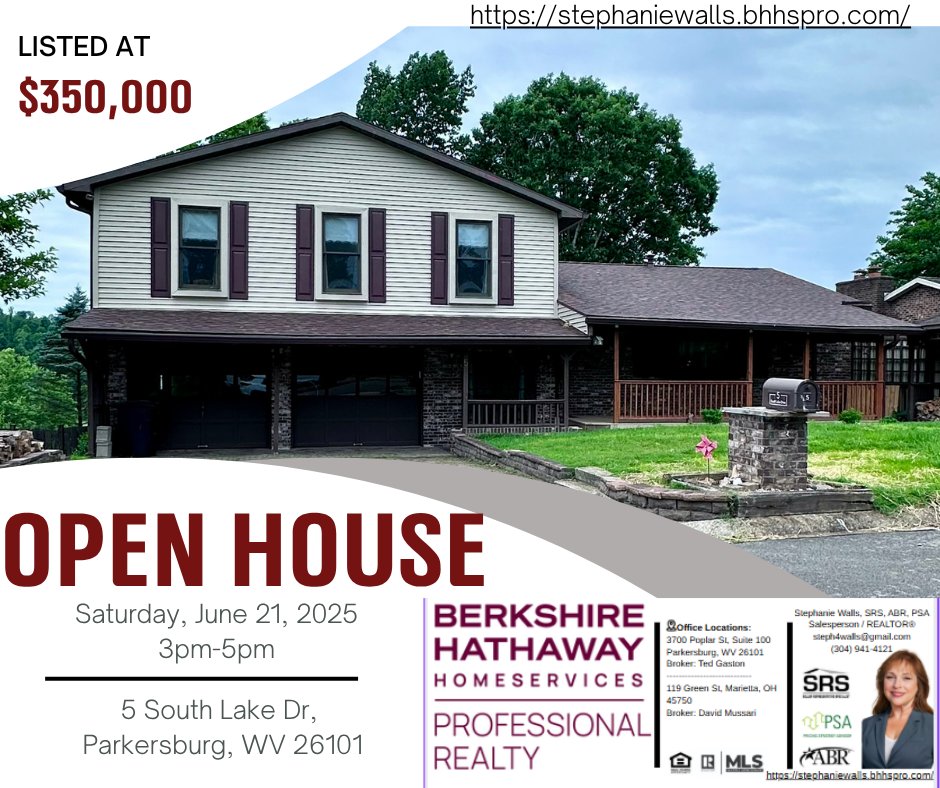 steph4walls's tweet photo. Join me this Saturday from 3-5pm to walk through this captivating home located at 5 South Lake Dr, Parkersburg, WV for my Open House. You won't be sorry! So much to offer in this one.
#steph4walls #openhouse #parkersburgwv #sellmyhome #forsale https://t.co/rmEDySr9II