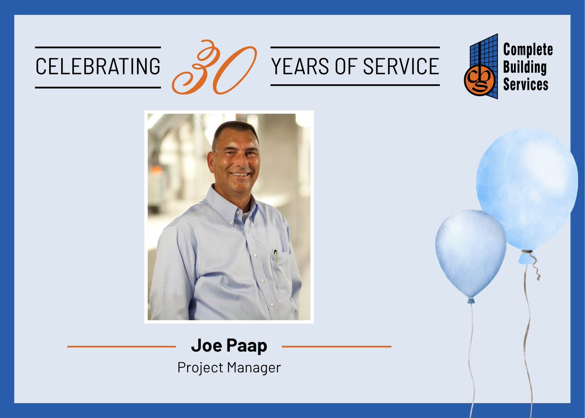 Today, we celebrate Joe Paap for recording Year 30 with #TeamCBS! 🎉 

Joe has served in many different technical roles, and his diverse skill set has taken him to some of the DMV's most incredible buildings. We are so glad you've chosen to spend the last 30 Years with us! 💙 🧡
