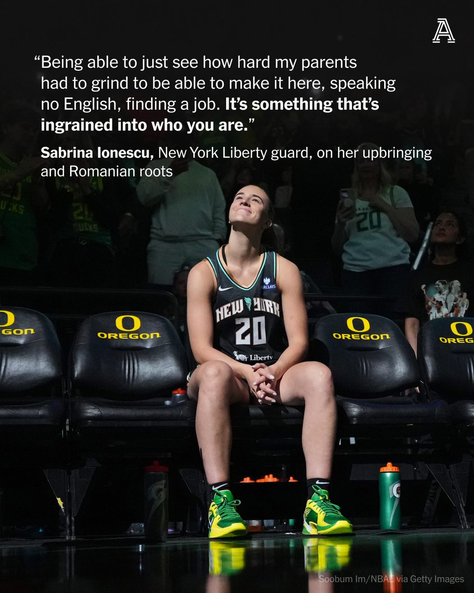 The Athletic (@theathletic) on Twitter photo As a child of Romanian immigrants, determination and work ethic were the fabric of Sabrina Ionescu’s upbringing.
Her family’s collective journey informs how she conducts herself. How she moves through the world, and all that comes at her.
<a href="/nyliberty/">New York Liberty</a> x <a href="/sabrina_i20/">Sabrina Ionescu</a> As a child of Romanian immigrants, determination and work ethic were the fabric of Sabrina Ionescu’s upbringing.
Her family’s collective journey informs how she conducts herself. How she moves through the world, and all that comes at her.
<a href="/nyliberty/">New York Liberty</a> x <a href="/sabrina_i20/">Sabrina Ionescu</a>