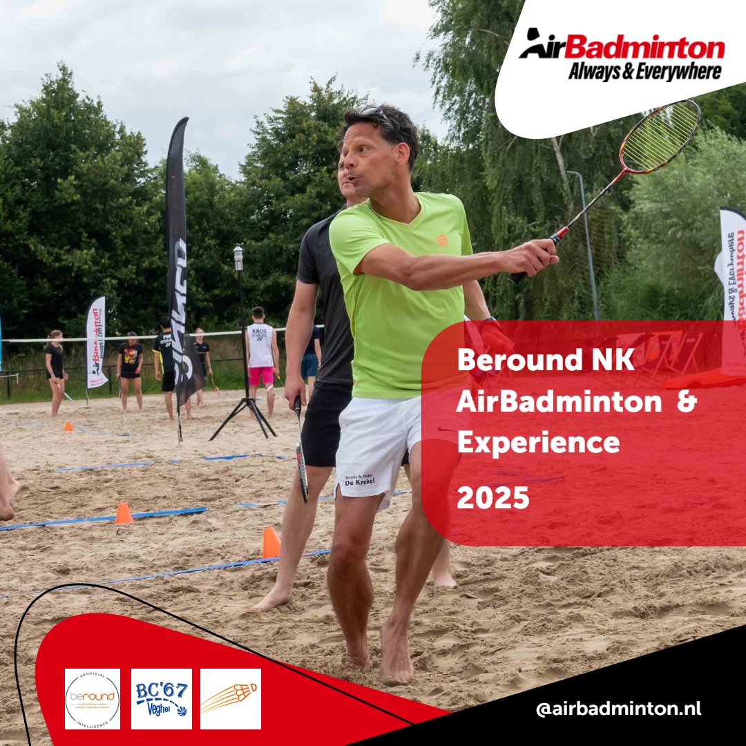 Volgende week zijn de Beround NK AirBadminton &amp; AirBadminton Experience!🔥🏆

In totaal doen er 75 deelnemers mee! De winnaars van het NK kwalificeren zich voor het EK AirBadminton in Azerbaijan! Het beloofd weer een mooi evenement te worden!😎