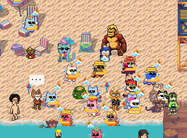 pixelpupp's tweet image. There is one thing about @pixels_online that I really love and that is having a good and friendly community,  A surprise party with @MarsCatsVoyage suddenly started 🐶🫶🐱 .